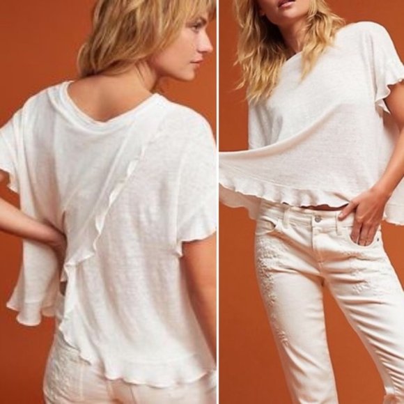 Anthropologie Tops - eri + ali Anthropologie ruffle cross back linen S